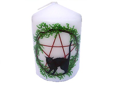 Pentagram and Cat Candle (B) NEW SIZE see description